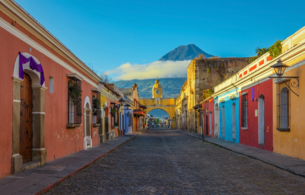 a colorful street in antigua, guatemala
