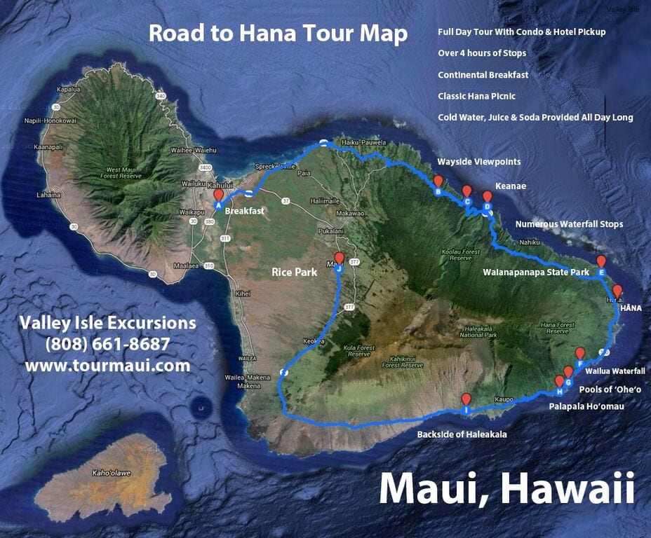best road trips road to hana map