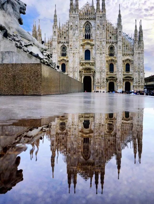 Beautiful photo of a reflecting church building