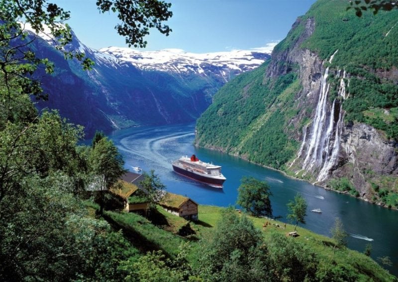 european cruises ship sailing through fjords