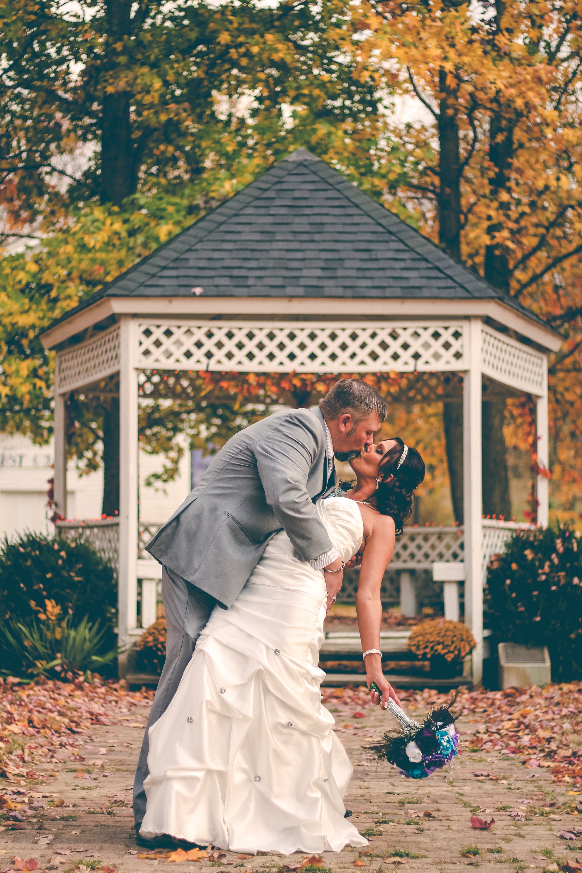 Fall photos fall wedding kiss