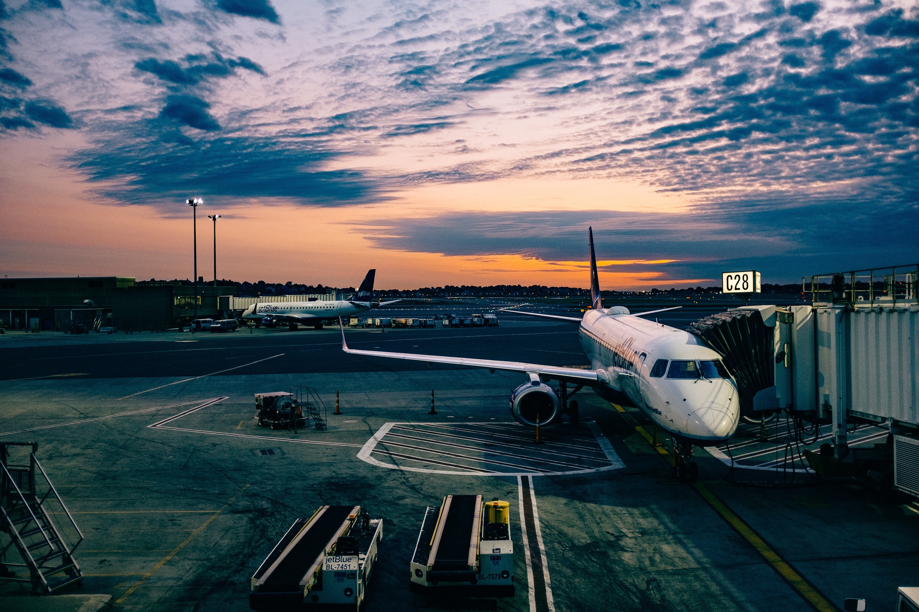 airplane at sunset