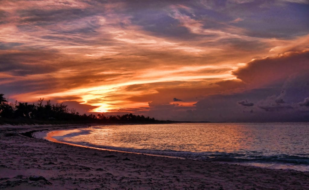 beautiful sunset onbeach in euthera islands