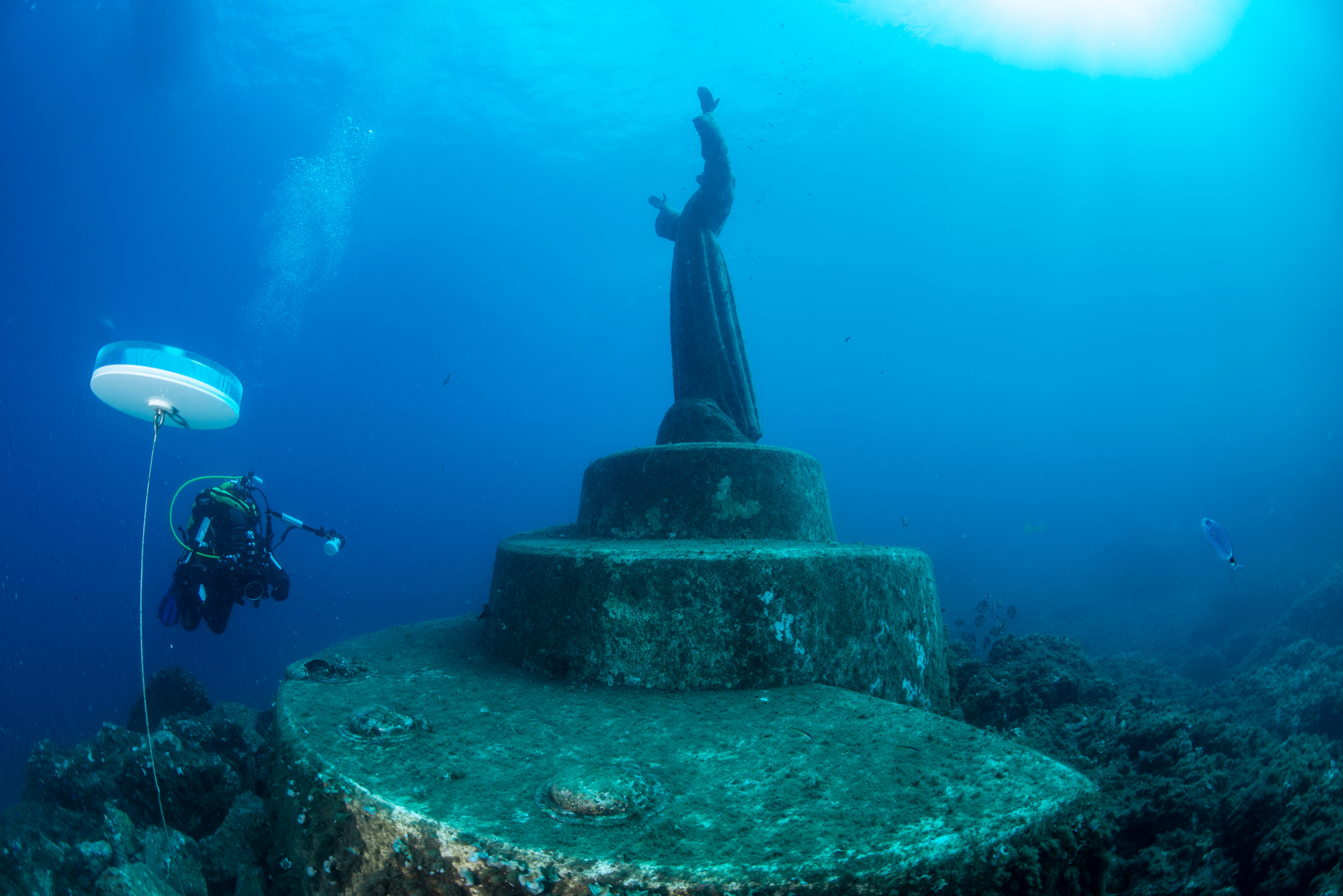christ of the abyss, san fruttuoso, italy christ of the abyss, san fruttuoso, italy