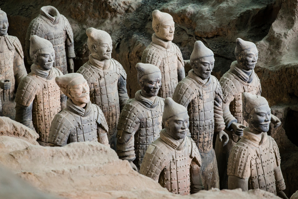 The Terracotta Army is the collection of sculptures depicting the armies of Qin Shi Huang, the first Emperor of China