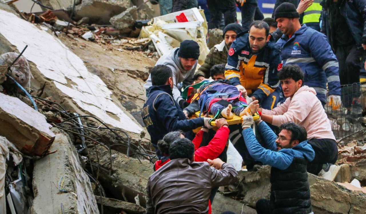 Someone Being Carried Out Of Turkish Area Hit By Earthquake