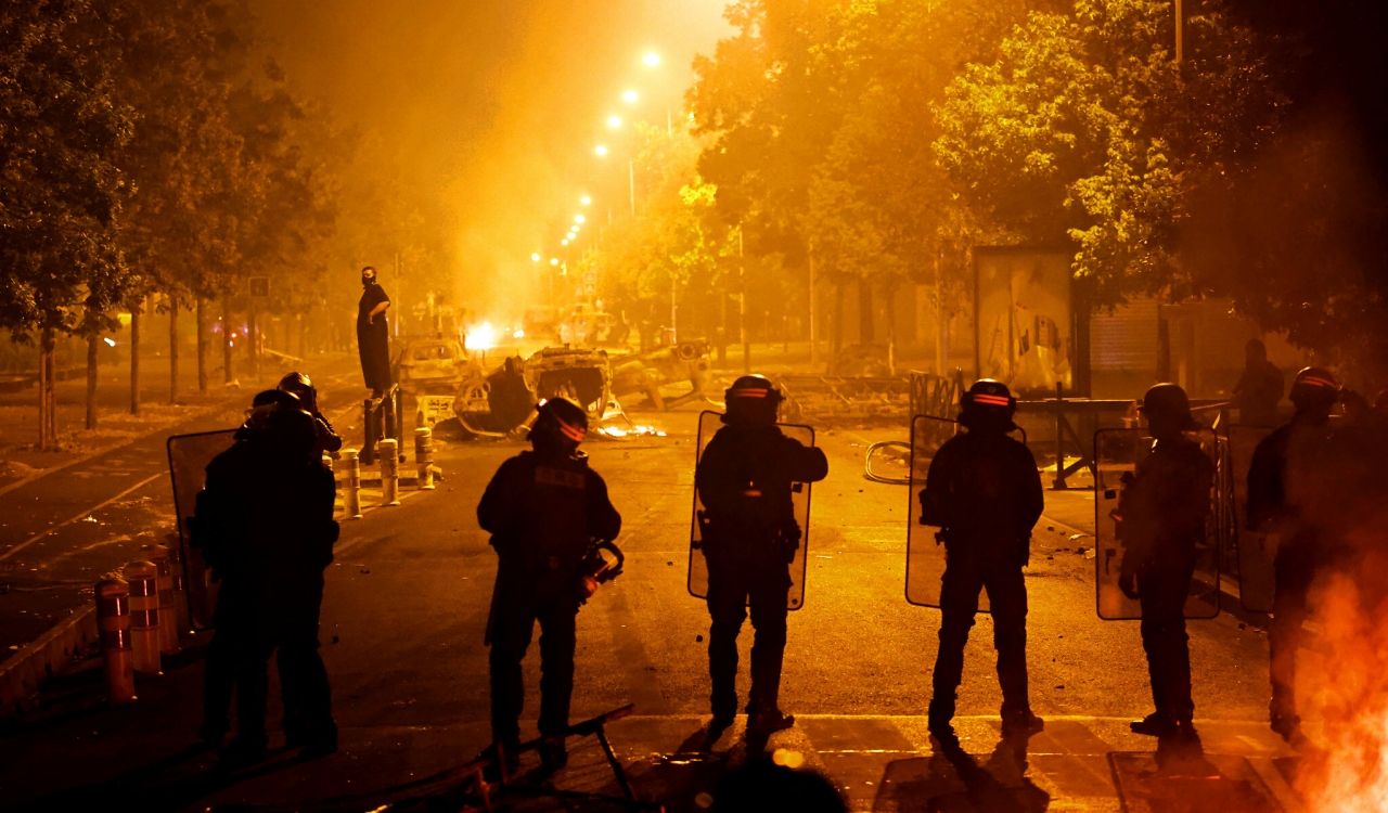 French Police Standing To Stop Riots