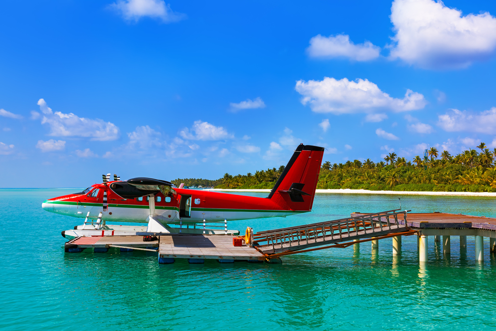 Seaplane,At,Maldives,-,Nature,Travel,Background