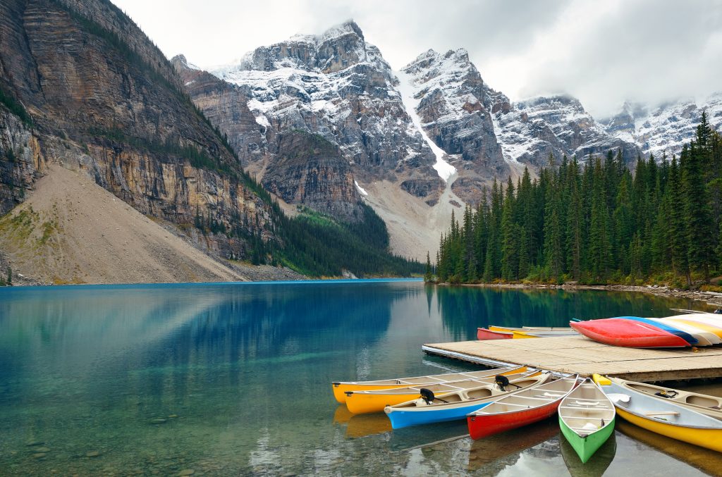 Kayaks in lake 