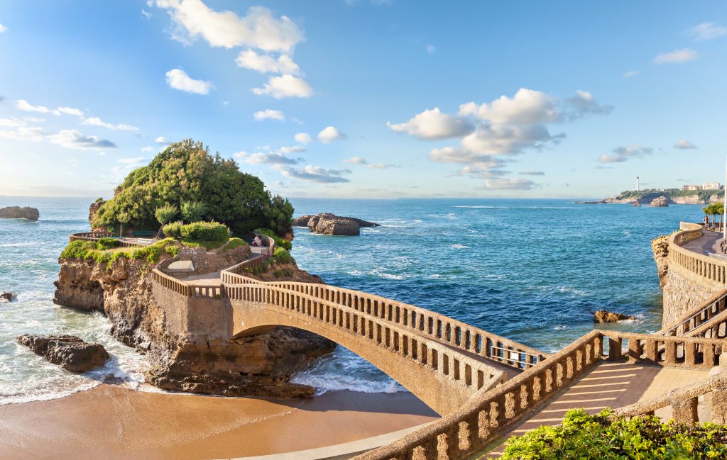 Bridge,To,The,Small,Island,Near,Coast,In,Biarritz,,France