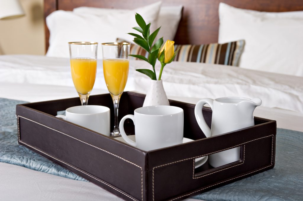 Breakfast,Tray,On,A,Bed